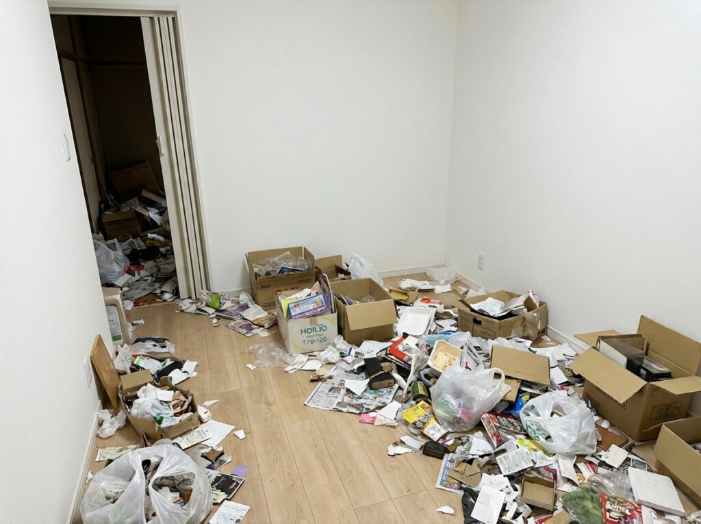 大分県大分市1KアパートI様のゴミ屋敷片付け事例 Before