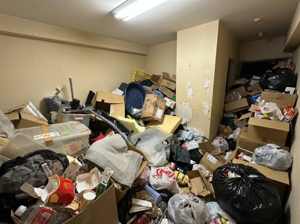 福岡県香春町1DKマンションO様のゴミ屋敷片付け事例 Before