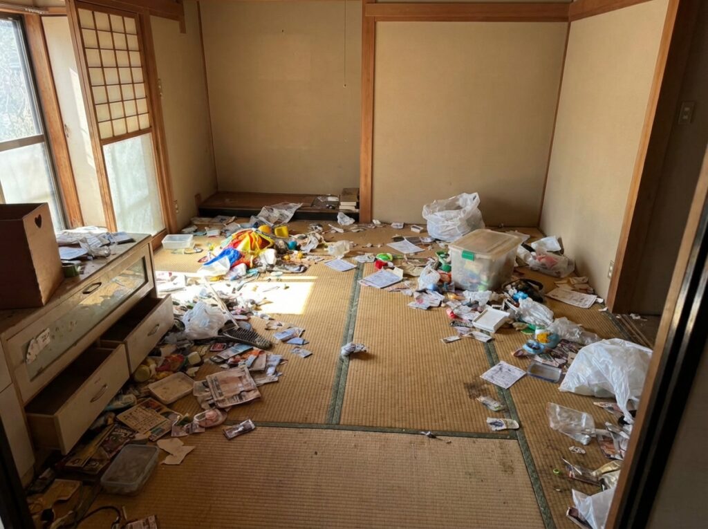 大分県日田市1KアパートS様のゴミ屋敷片付け事例 Before