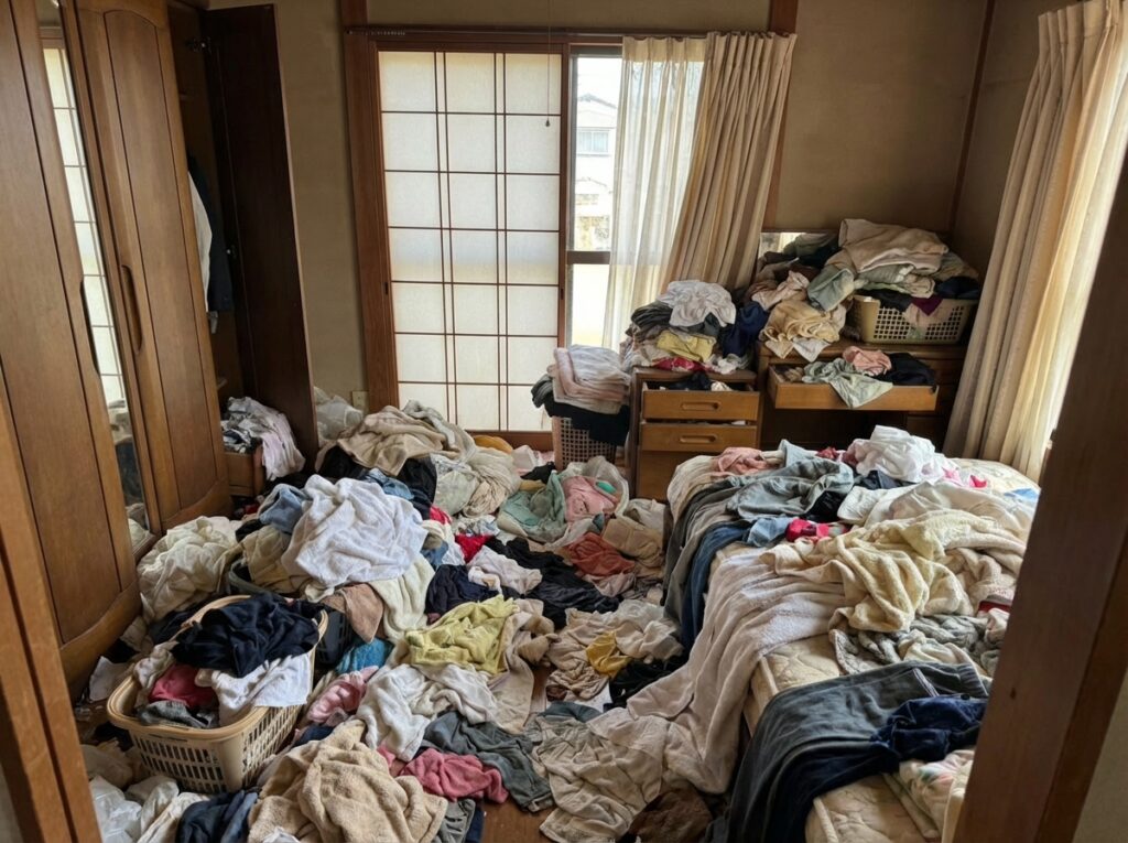 熊本県山江村1KアパートK様のゴミ屋敷片付け事例 Before