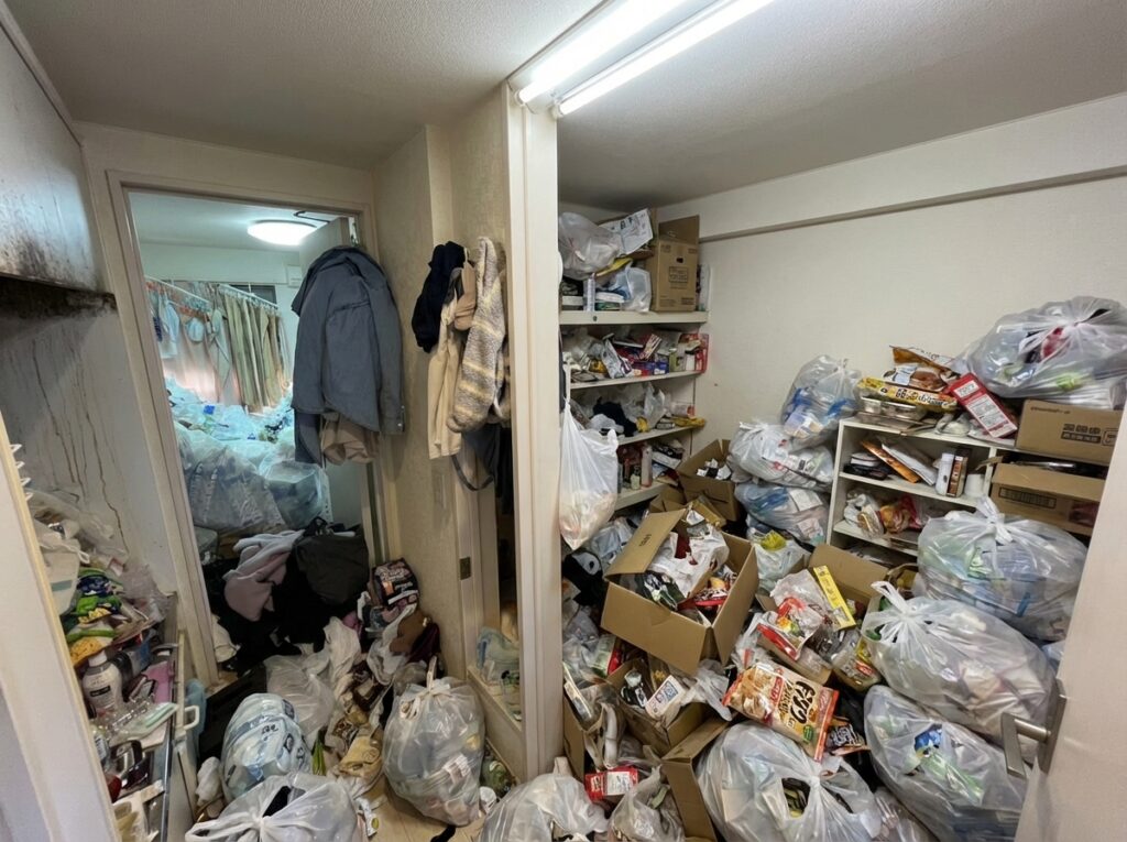 熊本県天草市1KアパートT様のゴミ屋敷片付け事例 Before