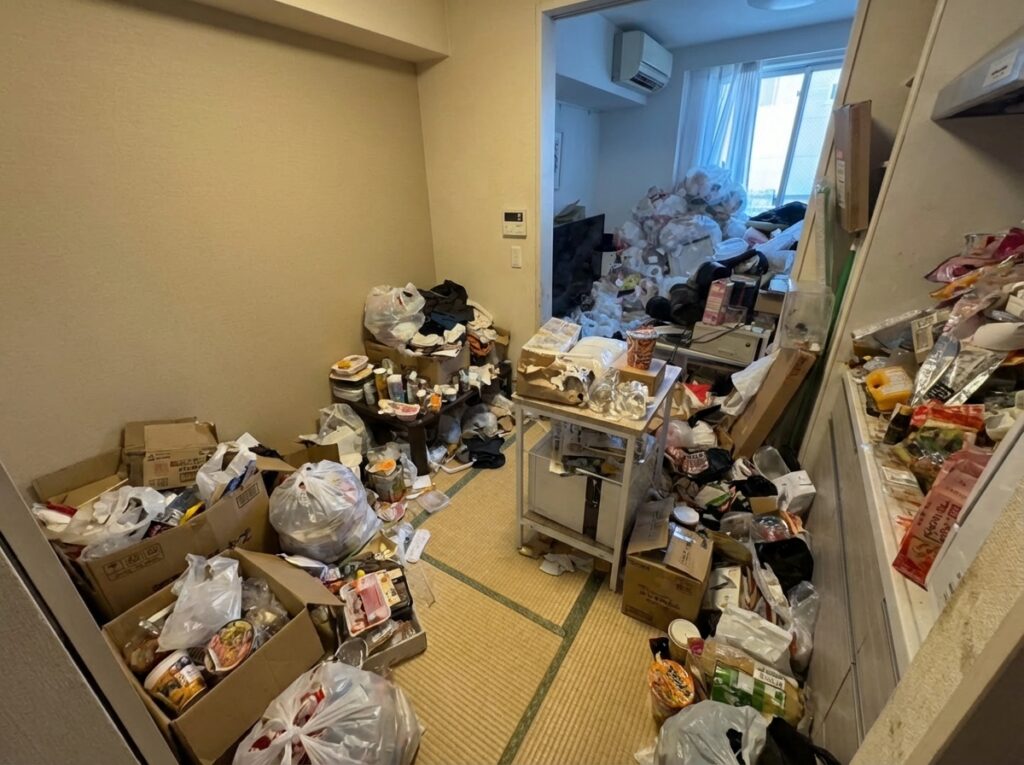 熊本県水上村2DKアパートT様のゴミ屋敷片付け事例 Before