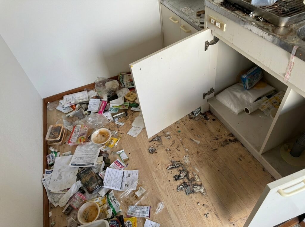 佐賀県基山町1KマンションF様のゴミ屋敷片付け事例 Before