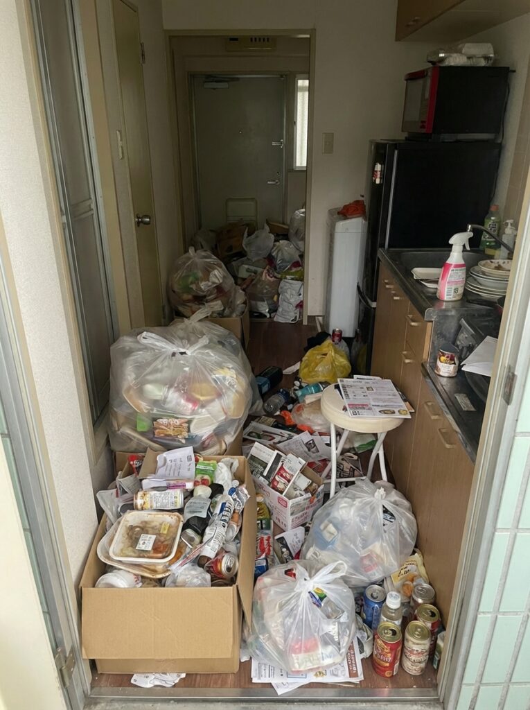 高知県仁淀川町2DKマンションO様のゴミ屋敷片付け事例 Before