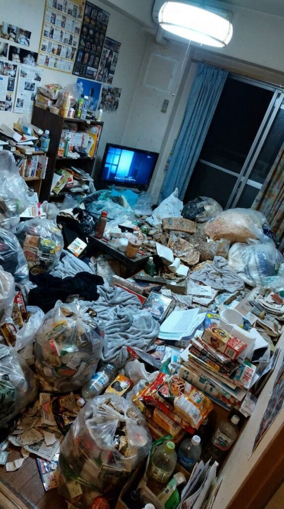 福岡県飯塚市1KマンションO様のゴミ屋敷片付け事例 Before