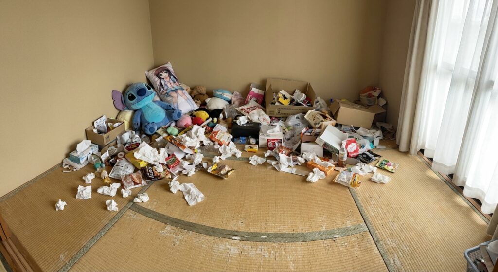 福岡県大川市1DKマンションS様のゴミ屋敷片付け事例 Before