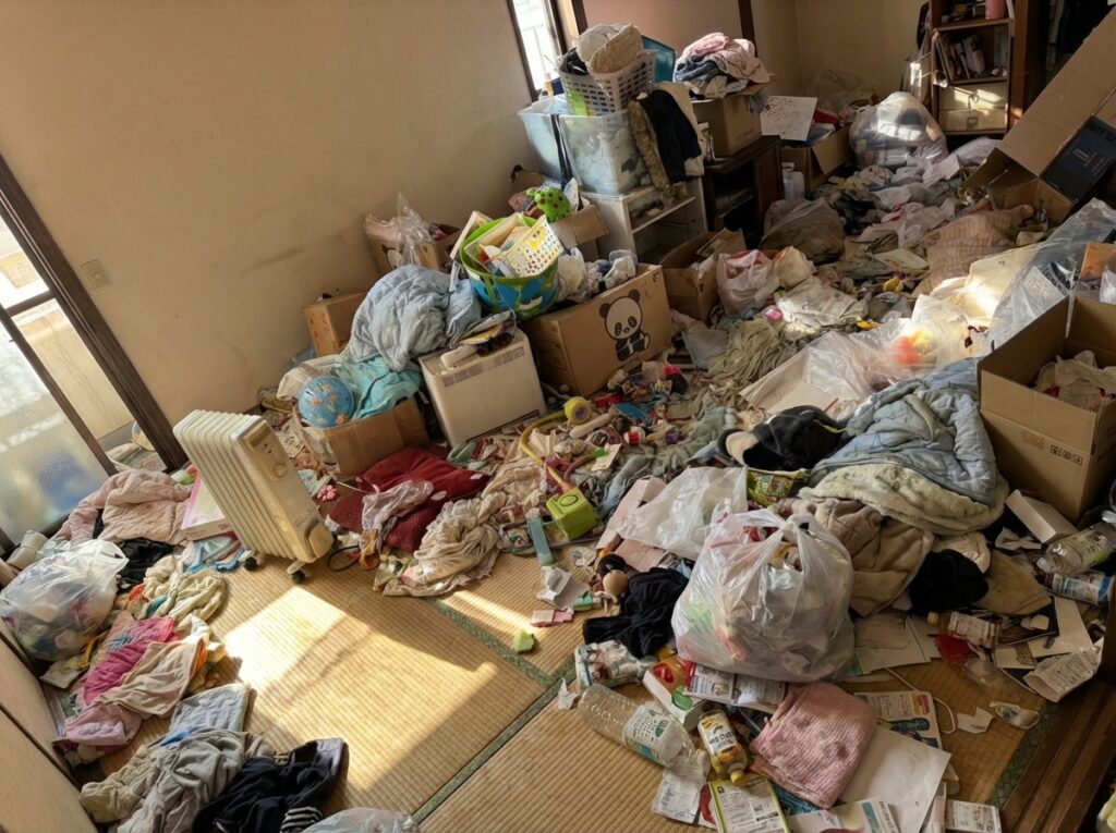 宮崎県西都市2DKマンションY様のゴミ屋敷片付け事例 Before