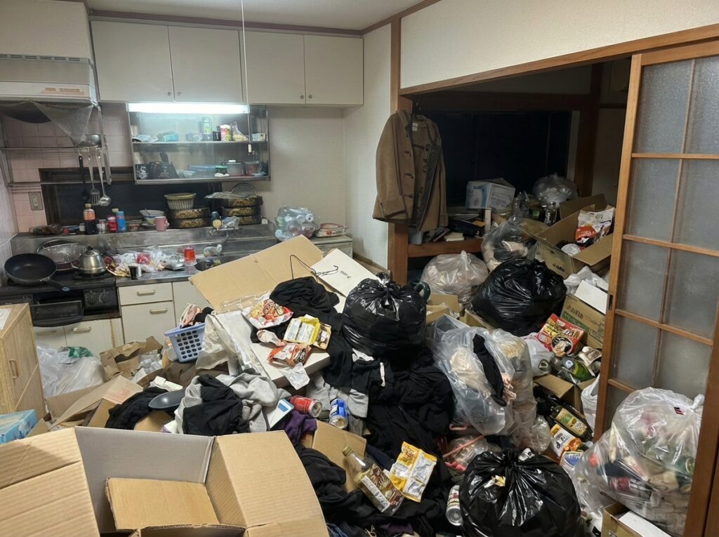 沖縄県伊江村1KアパートS様のゴミ屋敷片付け事例 Before