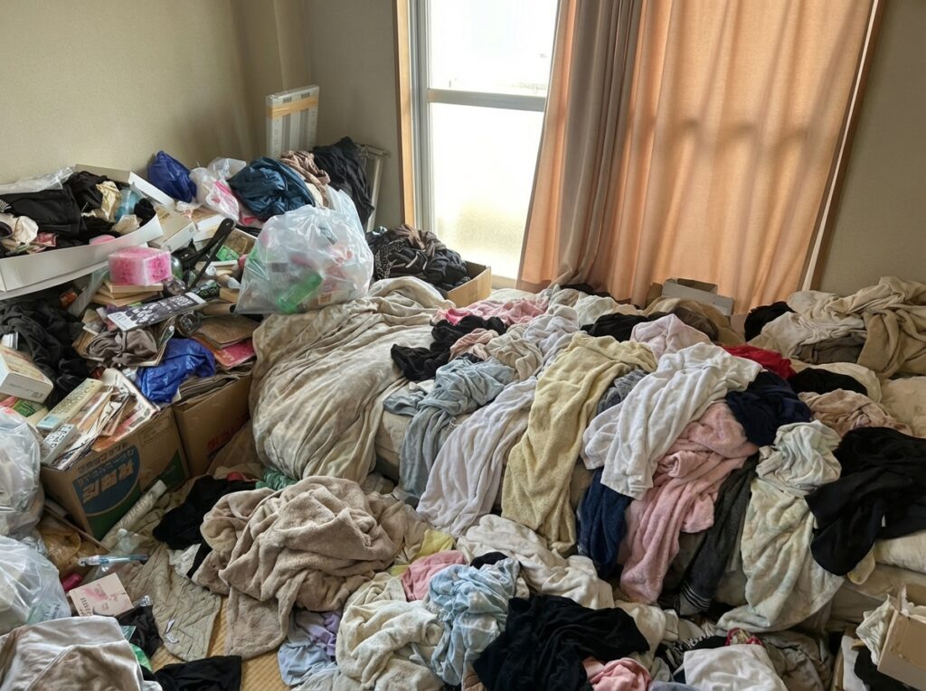 沖縄県嘉手納町1LDKアパートU様のゴミ屋敷片付け事例 Before