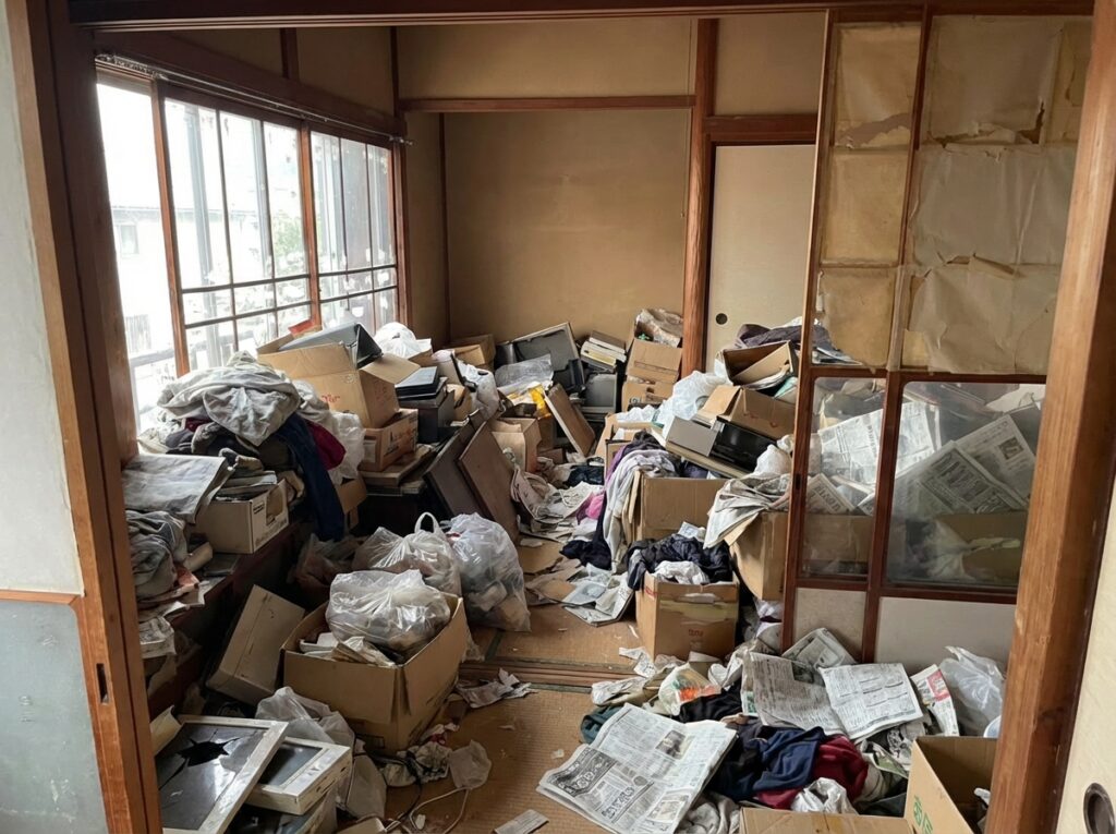 北海道北斗市2DK店舗兼住宅M様のゴミ屋敷片付け事例 Before