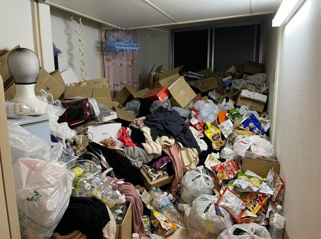 北海道松前町1KマンションS様のゴミ屋敷片付け事例 Before