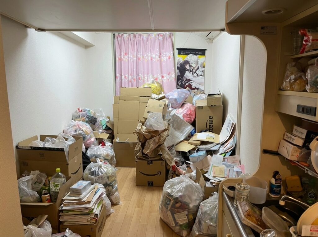 北海道上ノ国町1LDKマンションN様のゴミ屋敷片付け事例 Before