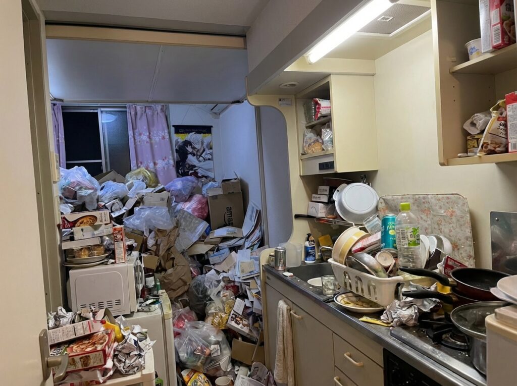 北海道上ノ国町2DKマンションS様のゴミ屋敷片付け事例 Before