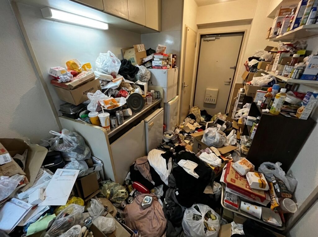 北海道乙部町1KアパートN様のゴミ屋敷片付け事例 Before