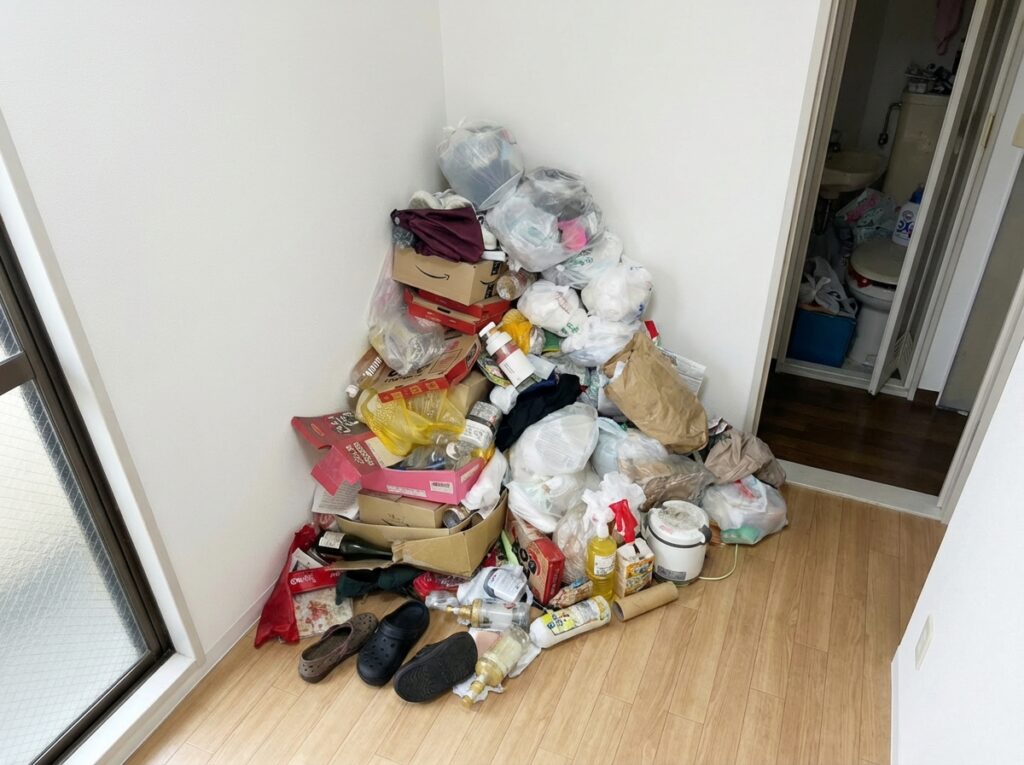北海道寿都町1KマンションM様のゴミ屋敷片付け事例 Before