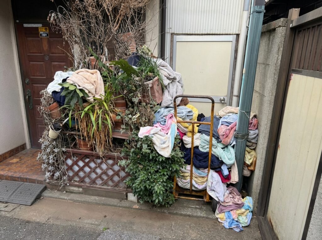 北海道月形町1RアパートN様のゴミ屋敷片付け事例 Before