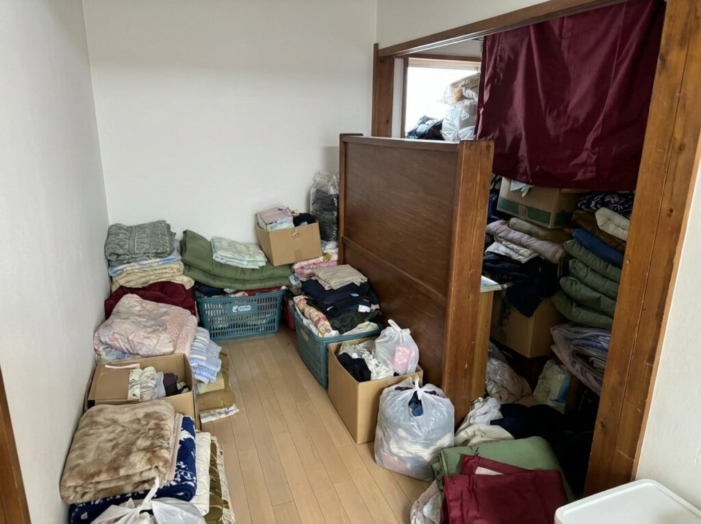 北海道当麻町1KアパートN様のゴミ屋敷片付け事例 Before