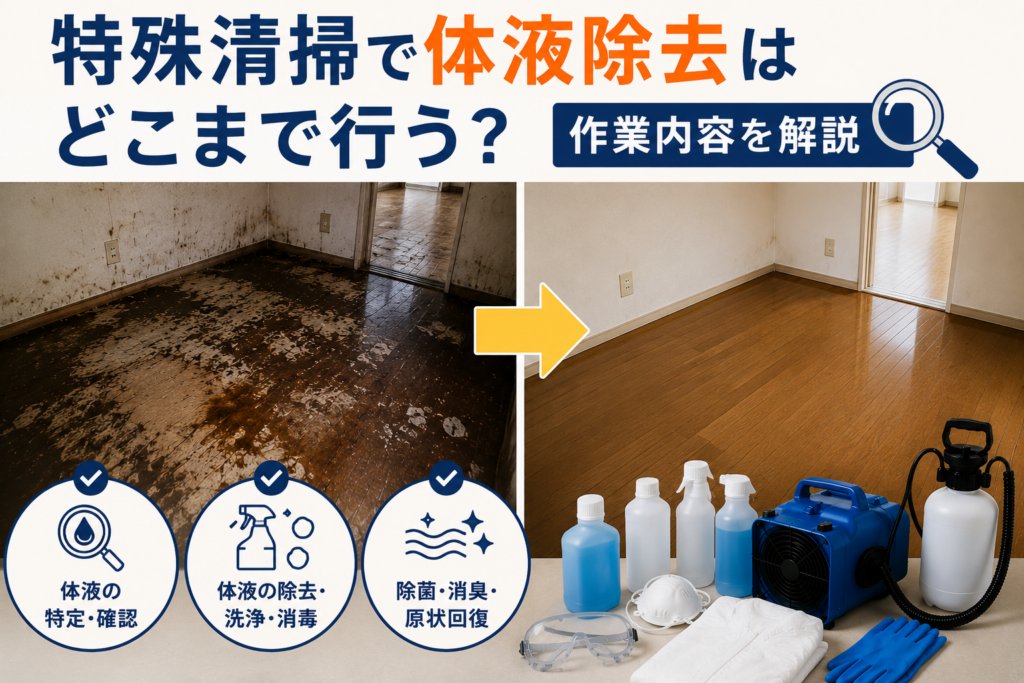 特殊清掃で体液除去はどこまで行う？作業内容を解説