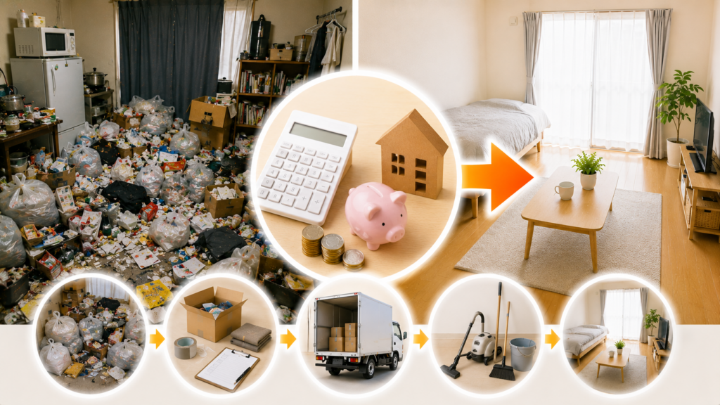 一人暮らしのゴミ屋敷片付けに必要な費用と流れ