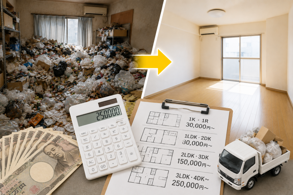 ゴミ屋敷片付けの費用相場はいくら？間取り別料金を徹底解説