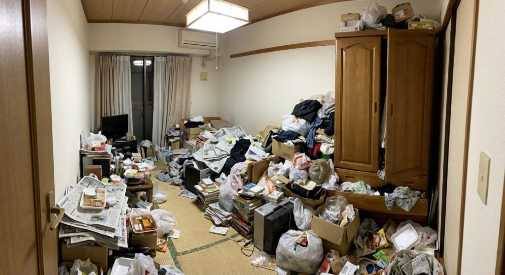北海道雄武町1LDKアパートU様のゴミ屋敷片付け事例 Before