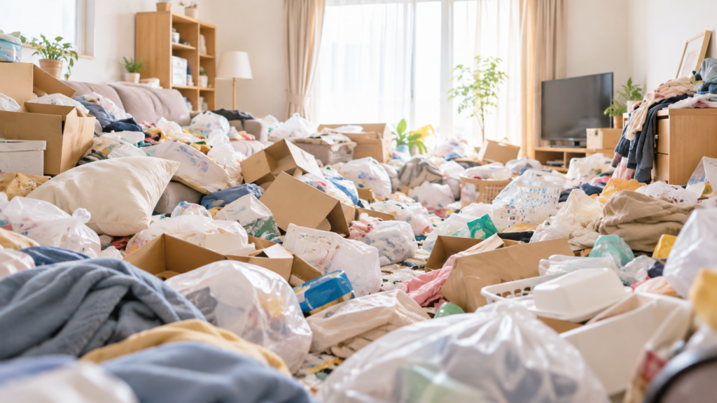 ゴミ屋敷レベル2は？膝の高さまで積もった部屋の片付け方