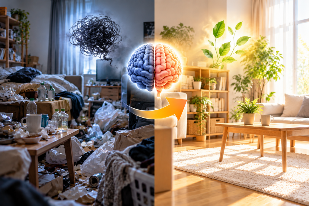 部屋の汚さと精神状態の関係｜心が疲れると部屋が荒れる理由