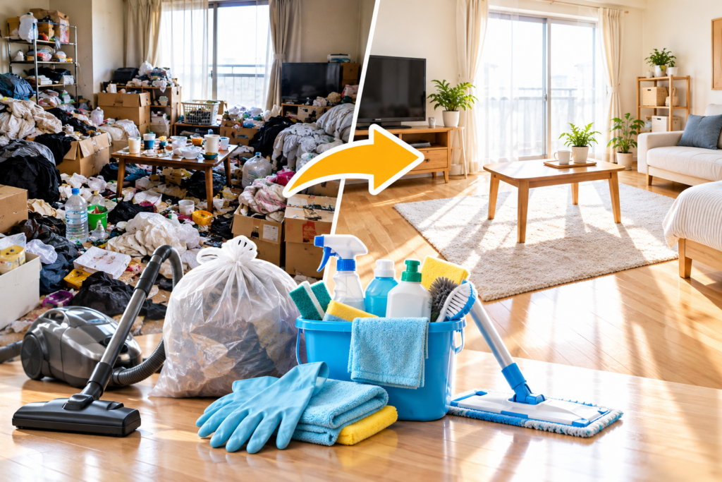 汚部屋の掃除方法｜片付けの後にやる手順と道具