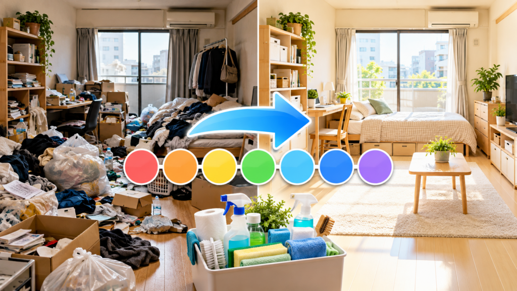 汚い部屋はどこから片付ける？順番の決め方と最短ルート