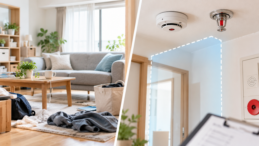 消防設備点検で部屋が汚い｜立ち入りの範囲と最低限の片付け