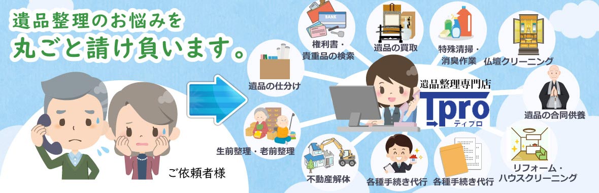 遺品整理のお悩みを丸ごと請け負います。